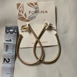 NWT Pomina Teardrop Open Hoop Earrings Golden color